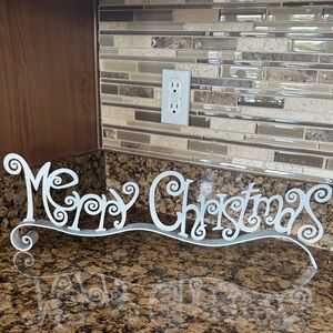 White Merry Christmas Decorative Metal Sign